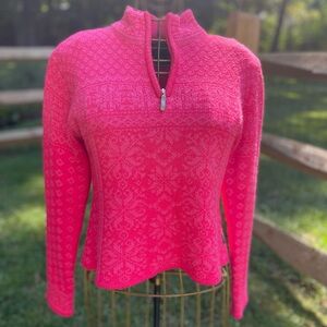 Obermeyer Signature hot pink wool blend 1/4 zip sweater